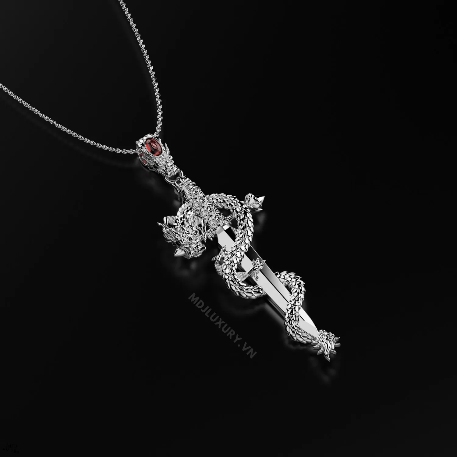 Mặt Dây Nam Vàng Tây – Kiếm Rồng Đá Ruby MDC 64