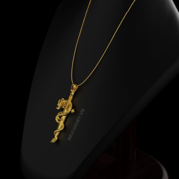 Mặt Dây Nam Vàng Tây – Kiếm Rồng Đá Ruby MDC 64