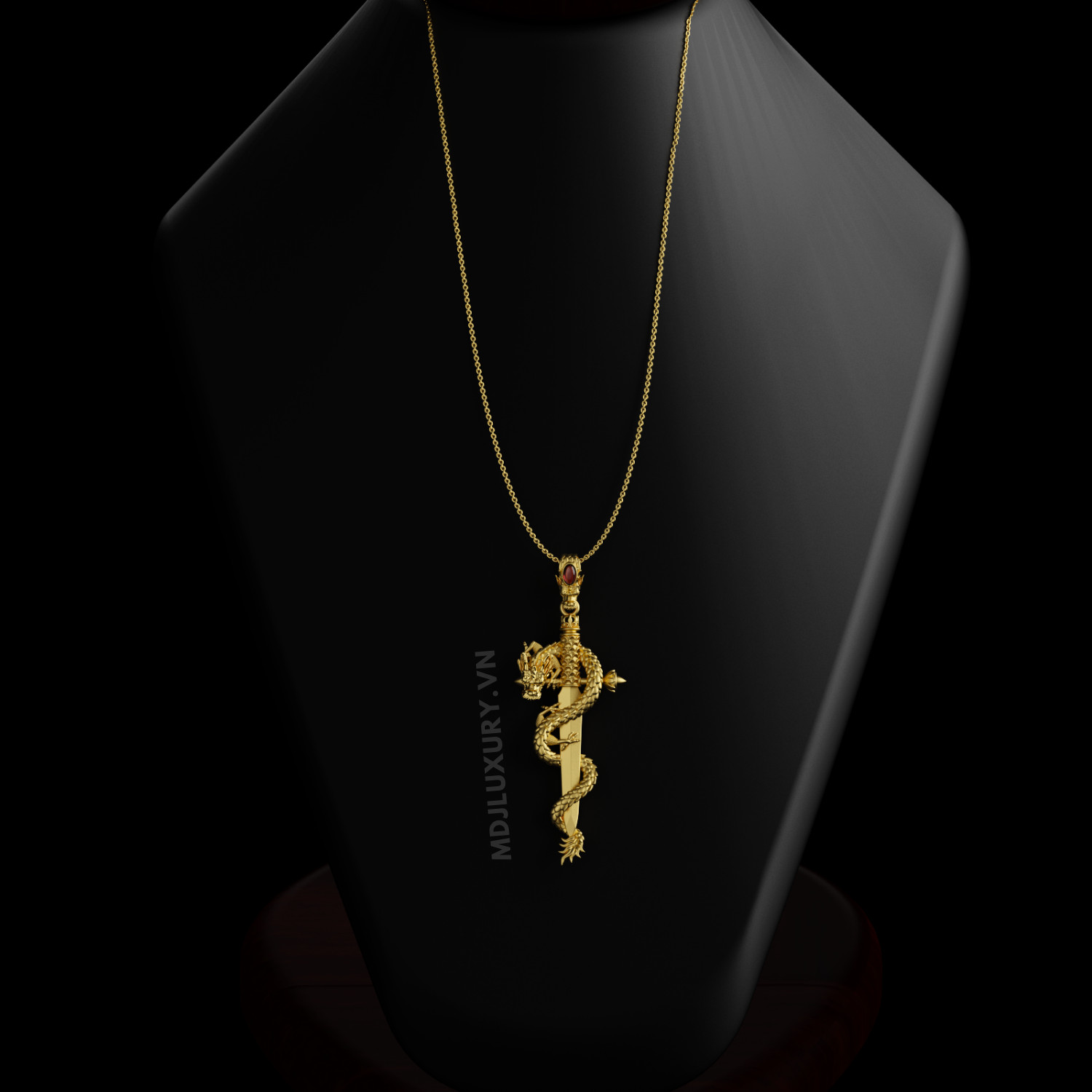 Mặt Dây Nam Vàng Tây – Kiếm Rồng Đá Ruby MDC 64