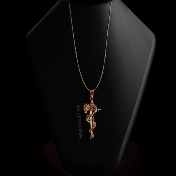 Mặt Dây Nam Vàng Tây – Kiếm Rồng Đá Ruby MDC 64