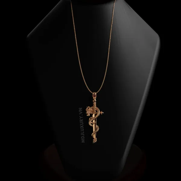 Mặt Dây Nam Vàng Tây – Kiếm Rồng Đá Ruby MDC 64