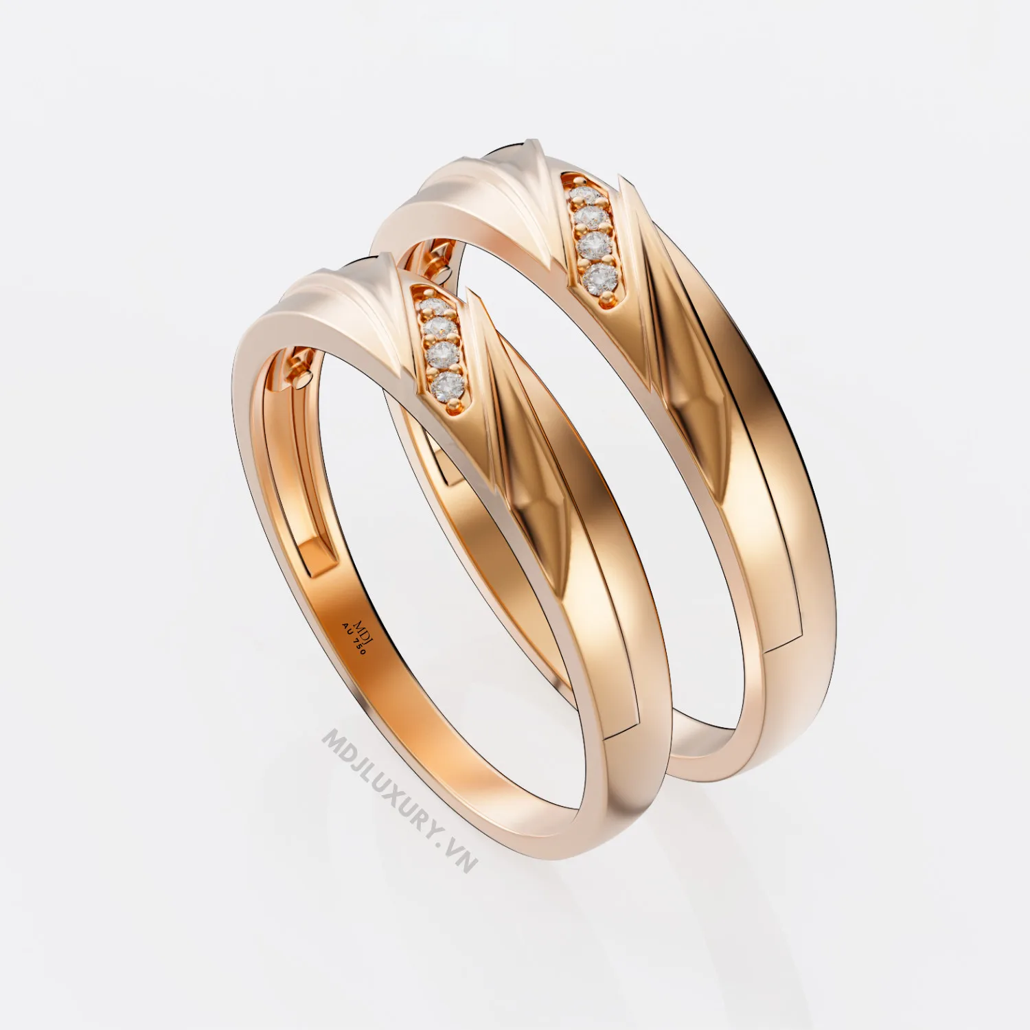 Nhẫn Cưới Kim Cương Vàng Hồng NKC 04