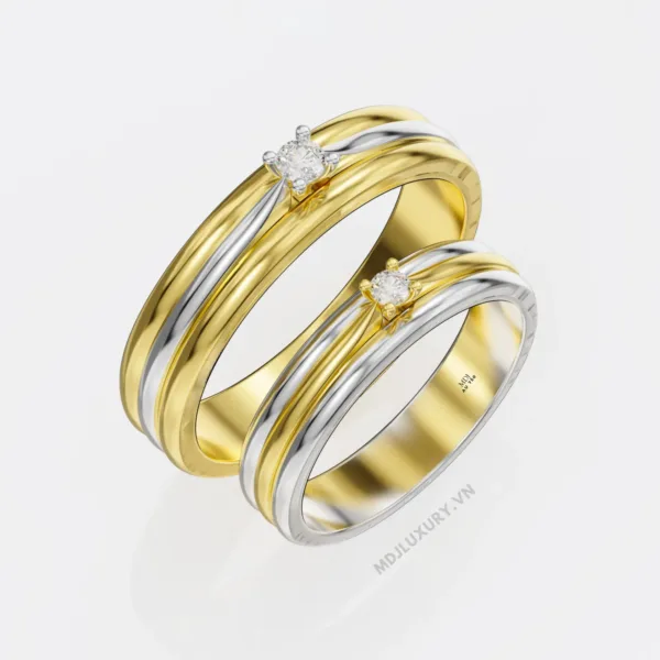 Nhẫn Cưới Kim Cương Vàng Tây 18K Kim Cương Thiên Nhiên NKC 06