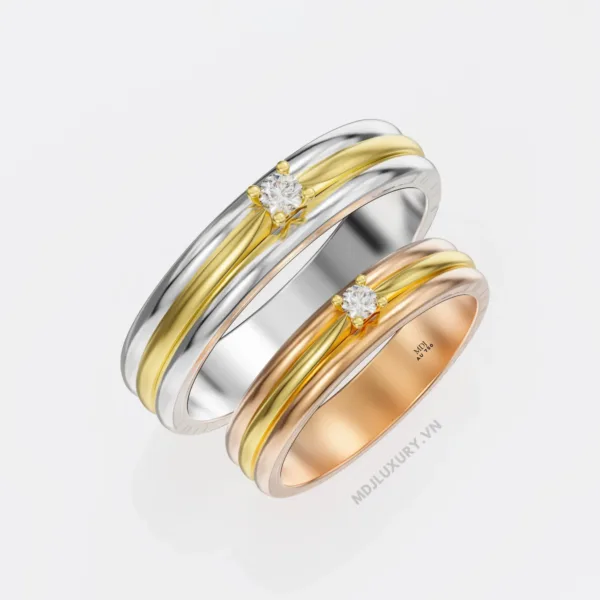 Nhẫn Cưới Kim Cương Vàng Tây 18K Kim Cương Thiên Nhiên NKC 06
