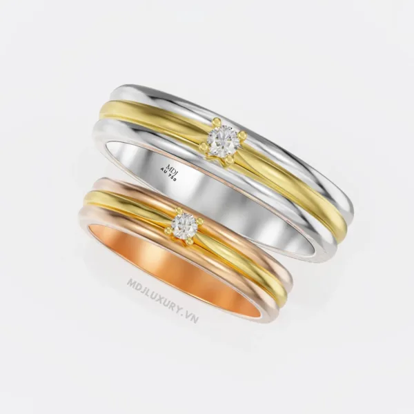 Nhẫn Cưới Kim Cương Vàng Tây 18K Kim Cương Thiên Nhiên NKC 06