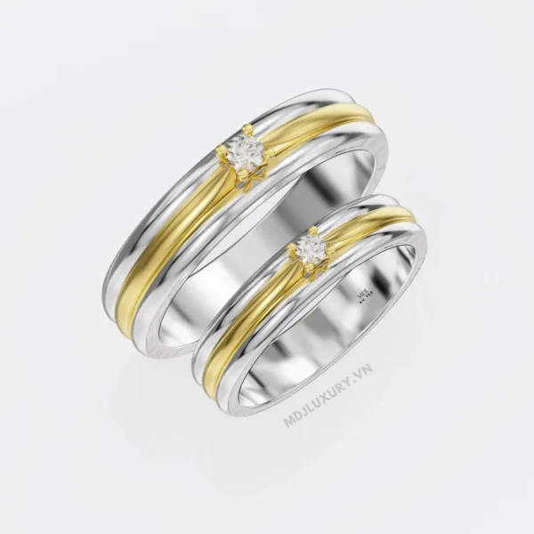 Nhẫn Cưới Kim Cương Vàng Tây 18K Kim Cương Thiên Nhiên NKC 06