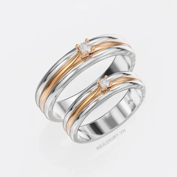 Nhẫn Cưới Kim Cương Vàng Tây 18K Kim Cương Thiên Nhiên NKC 06