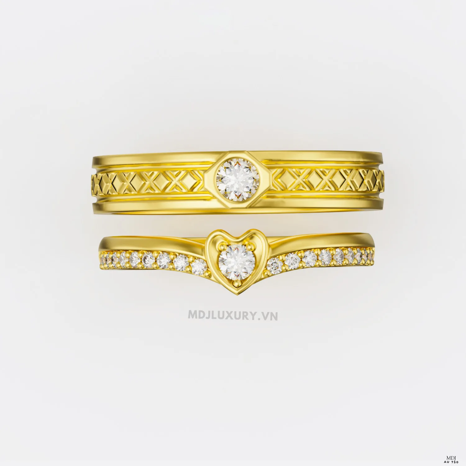 Nhẫn Cưới Kim Cương Vàng Tây 18K Kim Cương Thiên Nhiên NKC 07