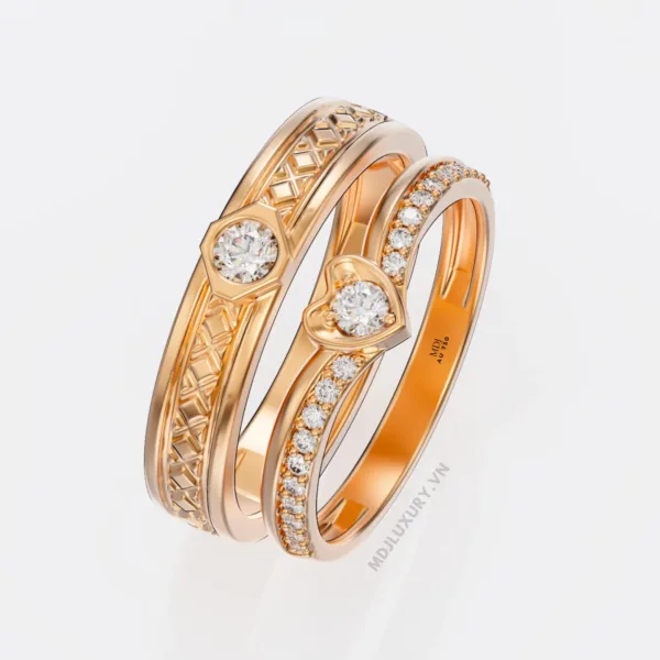 Nhẫn Cưới Kim Cương Vàng Tây 18K Kim Cương Thiên Nhiên NKC 07