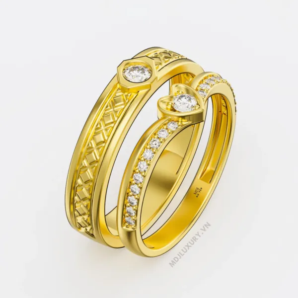 Nhẫn Cưới Kim Cương Vàng Tây 18K Kim Cương Thiên Nhiên NKC 07
