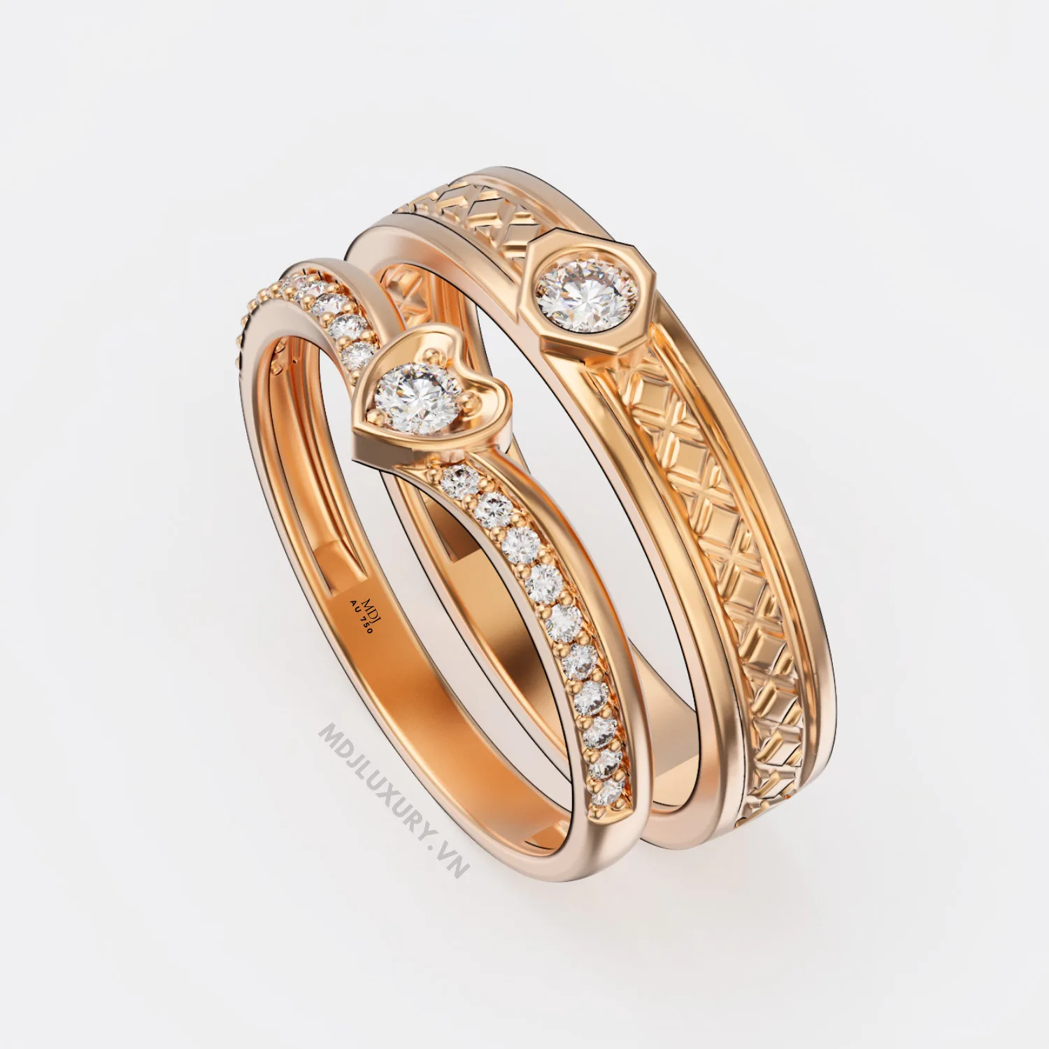 Nhẫn Cưới Kim Cương Vàng Tây 18K Kim Cương Thiên Nhiên NKC 07