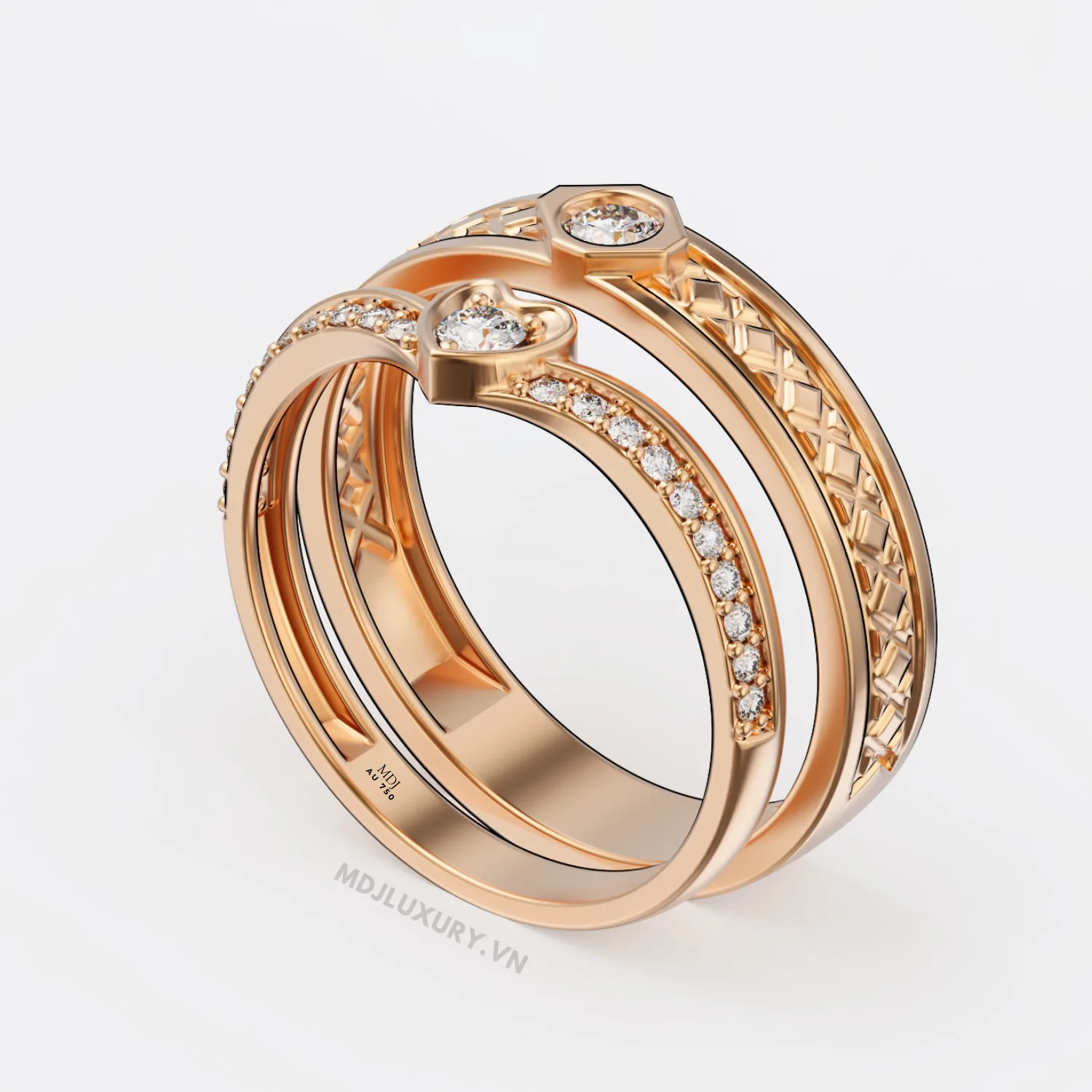 Nhẫn Cưới Kim Cương Vàng Tây 18K Kim Cương Thiên Nhiên NKC 07