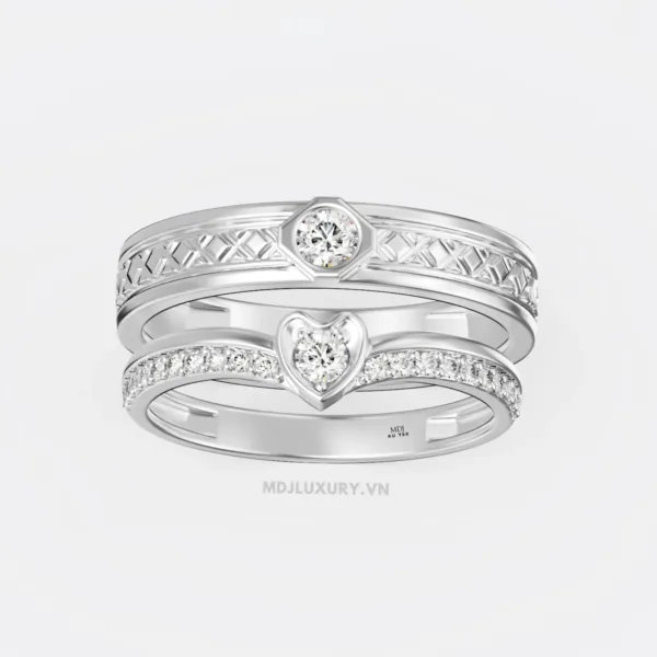 Nhẫn Cưới Kim Cương Vàng Tây 18K Kim Cương Thiên Nhiên NKC 07