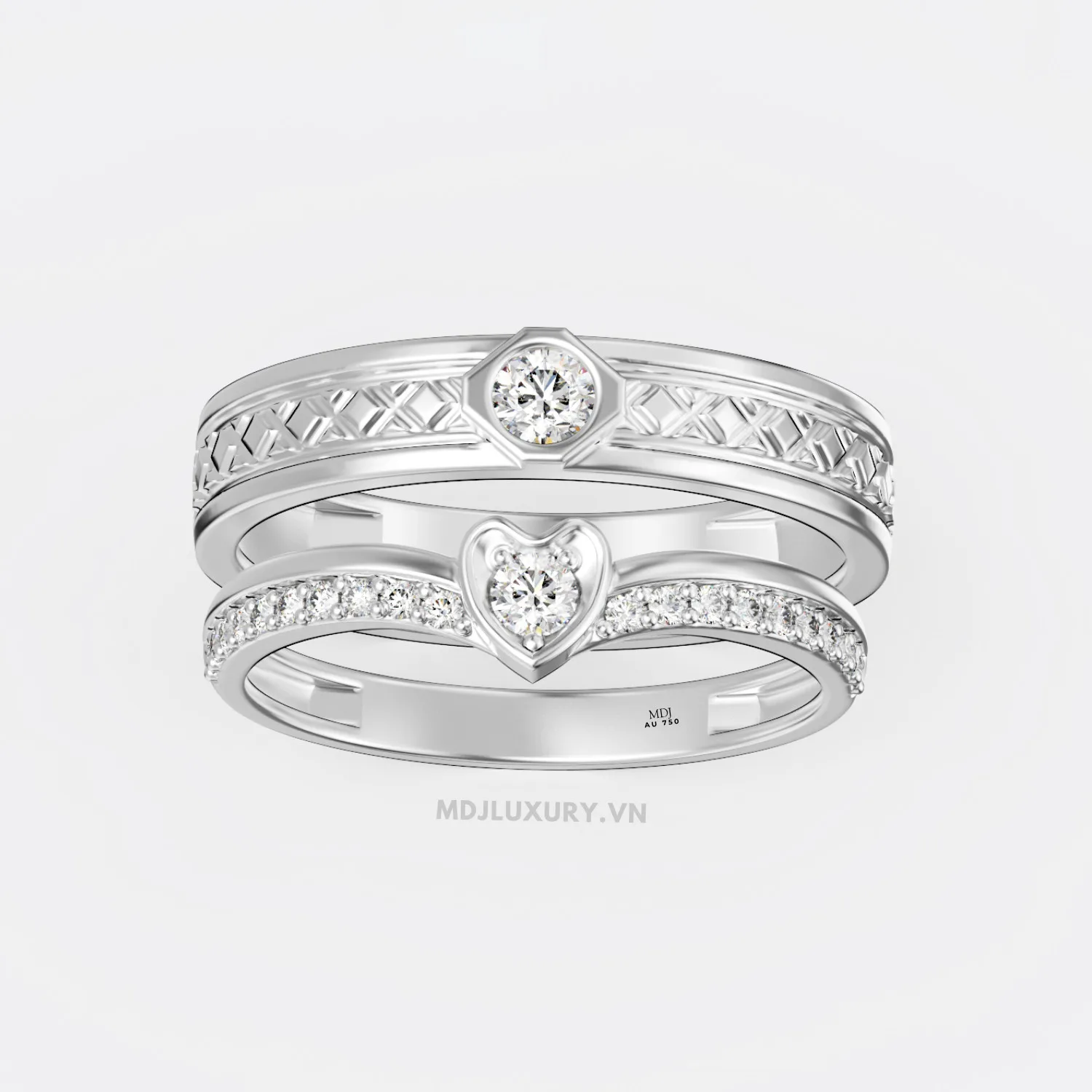 Nhẫn Cưới Kim Cương Vàng Tây 18K Kim Cương Thiên Nhiên NKC 07