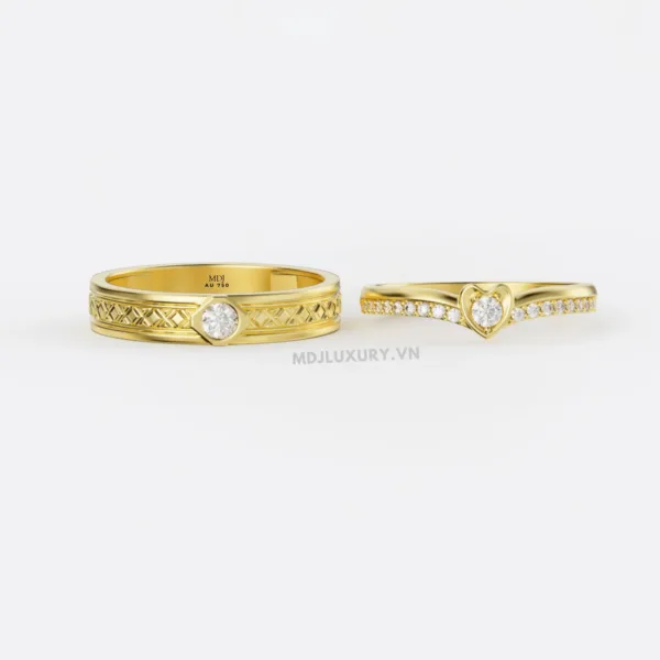 Nhẫn Cưới Kim Cương Vàng Tây 18K Kim Cương Thiên Nhiên NKC 07