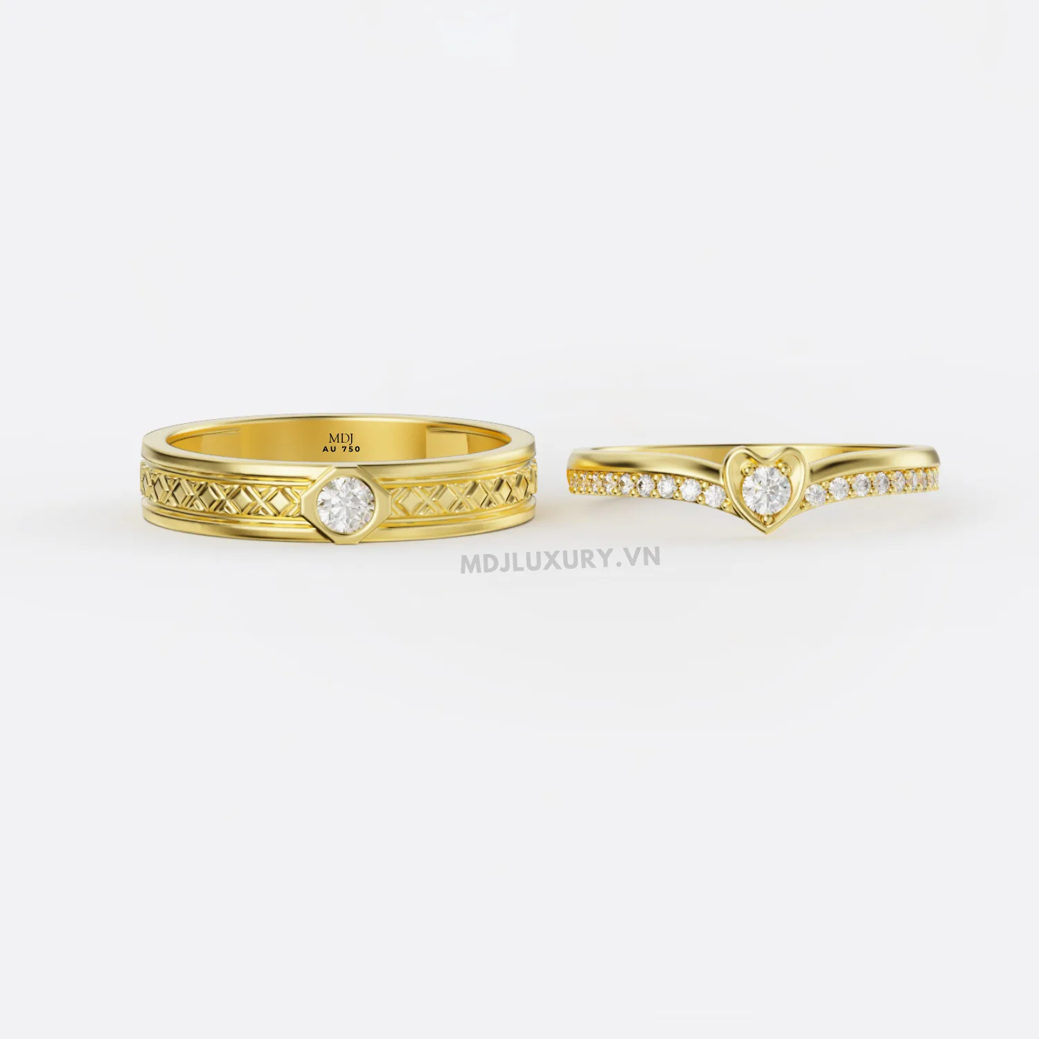 Nhẫn Cưới Kim Cương Vàng Tây 18K Kim Cương Thiên Nhiên NKC 07