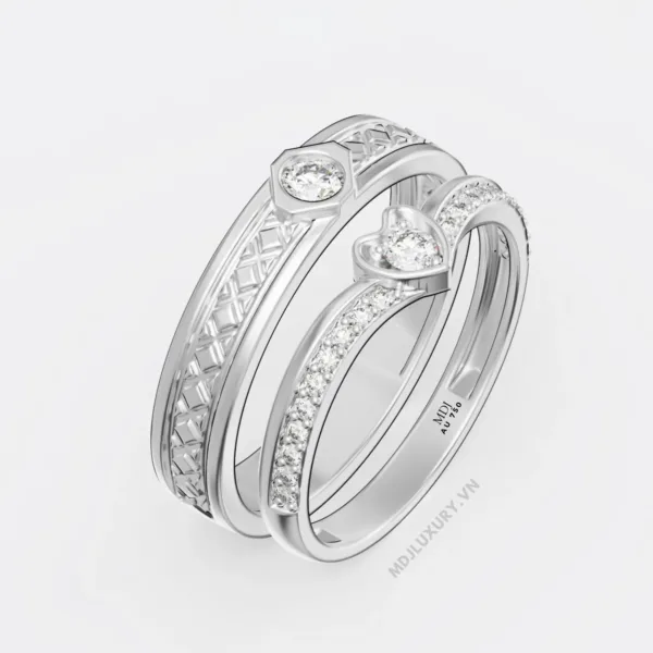 Nhẫn Cưới Kim Cương Vàng Tây 18K Kim Cương Thiên Nhiên NKC 07