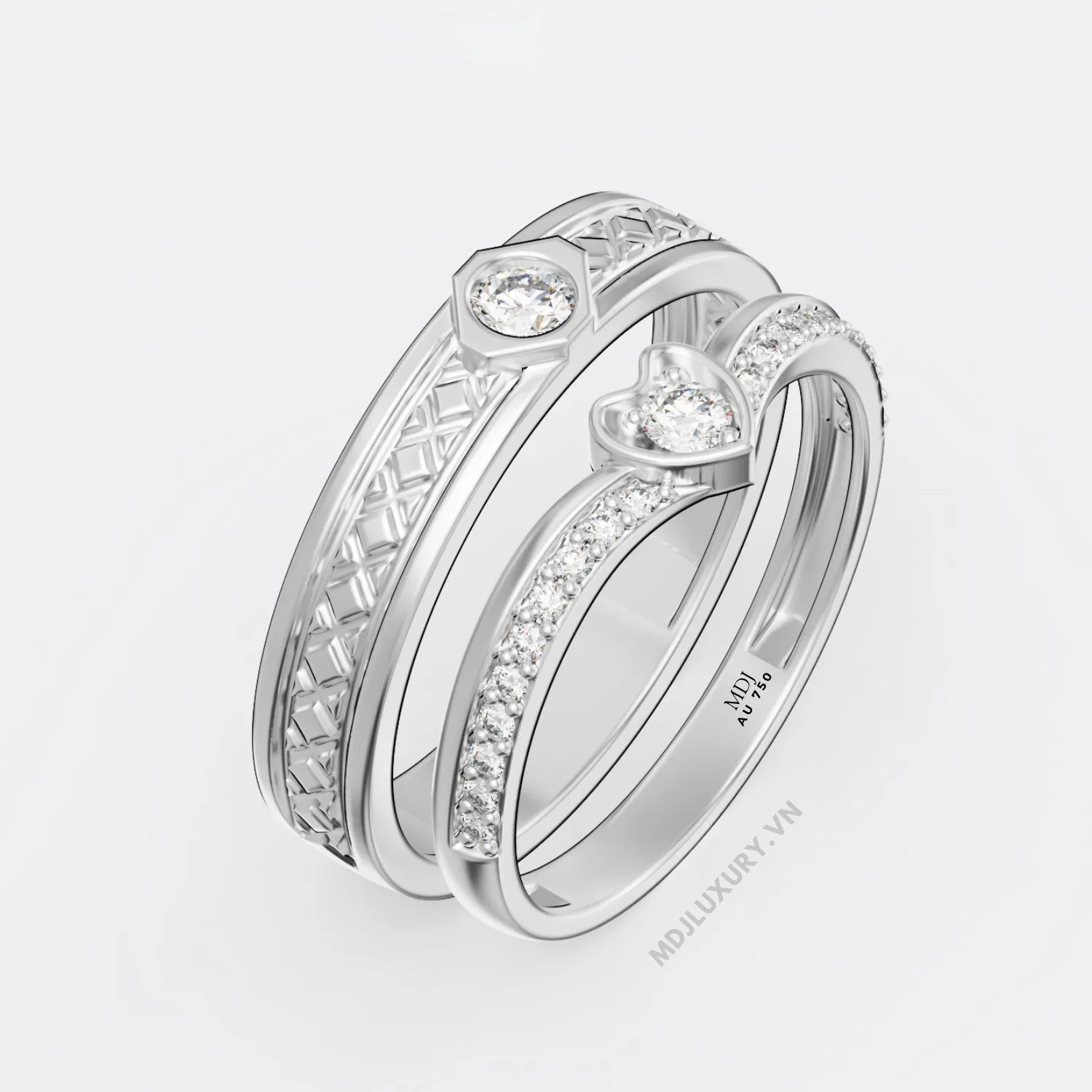 Nhẫn Cưới Kim Cương Vàng Tây 18K Kim Cương Thiên Nhiên NKC 07