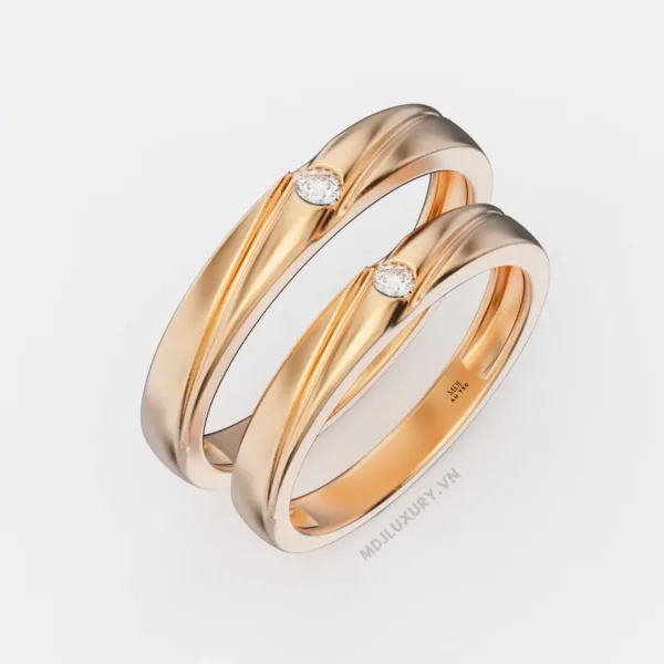 Nhẫn Cưới Kim Cương Vàng Tây 14K Kim Cương Thiên Nhiên NKC 08