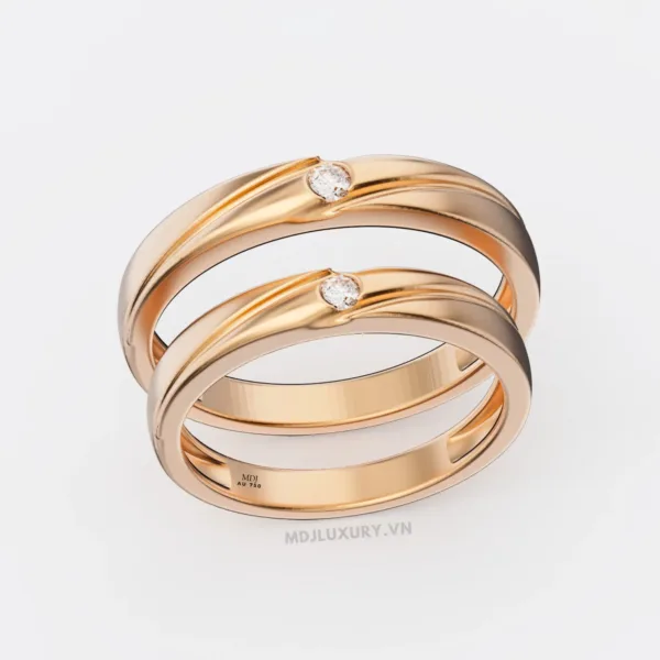 Nhẫn Cưới Kim Cương Vàng Tây 14K Kim Cương Thiên Nhiên NKC 08