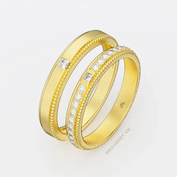 Nhẫn Cưới Kim Cương Vàng Tây 10K Kim Cương Thiên Nhiên NKC 09