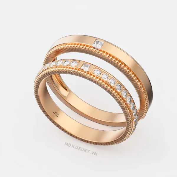 Nhẫn Cưới Kim Cương Vàng Tây 10K Kim Cương Thiên Nhiên NKC 09
