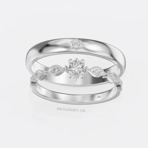 Nhẫn Cưới Kim Cương Vàng Tây 18K Kim Cương Thiên Nhiên NKC 10