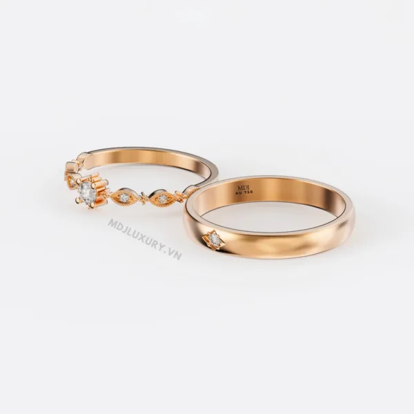 Nhẫn Cưới Kim Cương Vàng Tây 18K Kim Cương Thiên Nhiên NKC 10