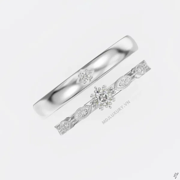 Nhẫn Cưới Kim Cương Vàng Tây 18K Kim Cương Thiên Nhiên NKC 10