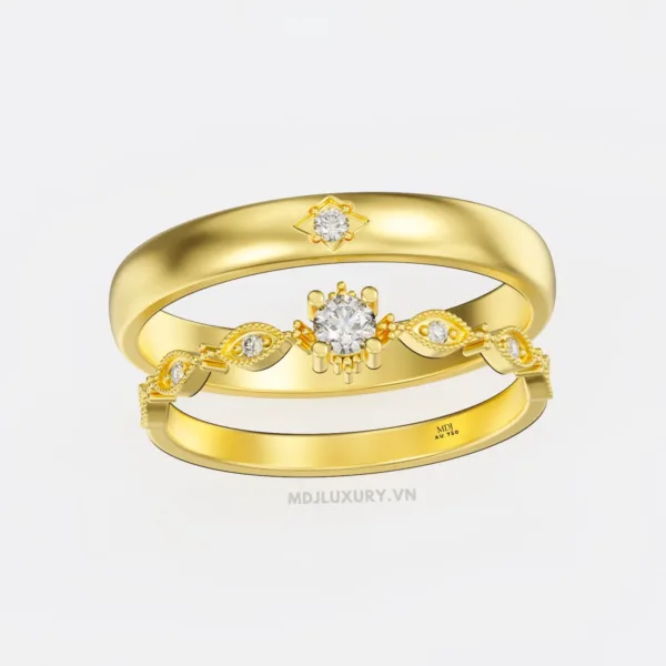 Nhẫn Cưới Kim Cương Vàng Tây 18K Kim Cương Thiên Nhiên NKC 10