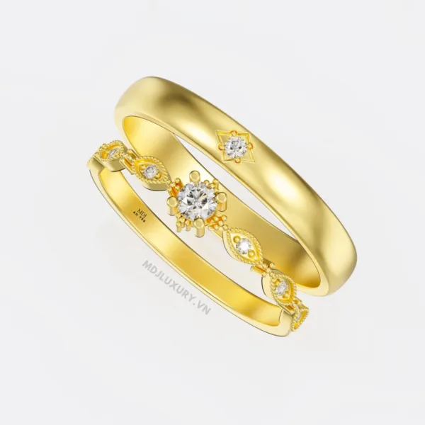 Nhẫn Cưới Kim Cương Vàng Tây 18K Kim Cương Thiên Nhiên NKC 10