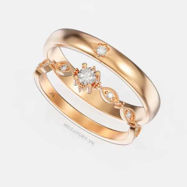 Nhẫn Cưới Kim Cương Vàng Tây 18K Kim Cương Thiên Nhiên NKC 10