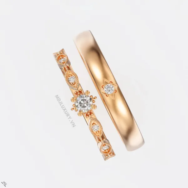 Nhẫn Cưới Kim Cương Vàng Tây 18K Kim Cương Thiên Nhiên NKC 10