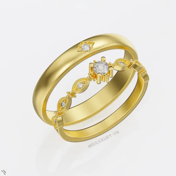 Nhẫn Cưới Kim Cương Vàng Tây 18K Kim Cương Thiên Nhiên NKC 10