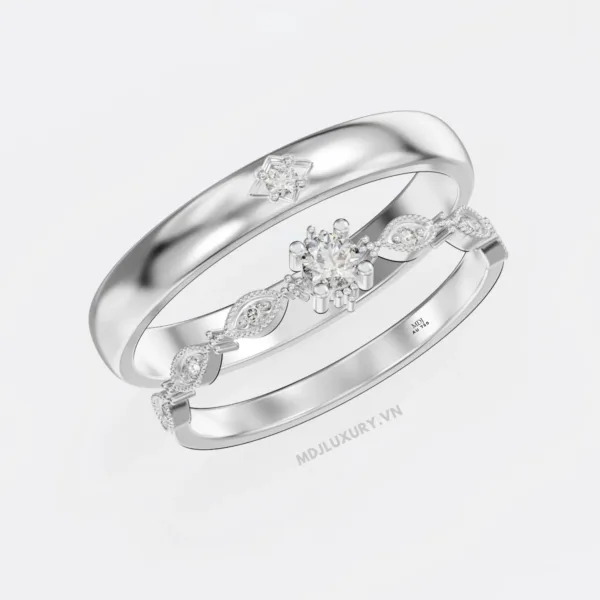 Nhẫn Cưới Kim Cương Vàng Tây 18K Kim Cương Thiên Nhiên NKC 10