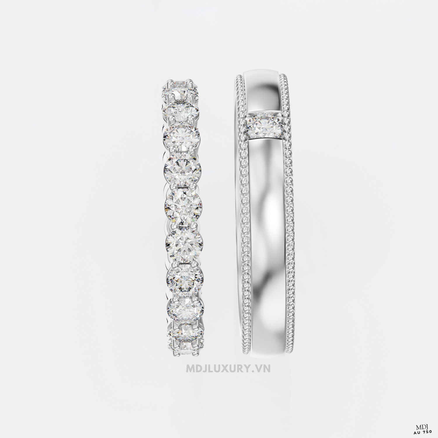 Nhẫn Cưới Kim Cương Vàng Trắng NKC 10 (Sao chép)