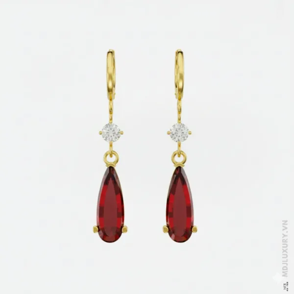Hoa Tai Nữ Cao Cấp Đá Ruby BTNU16