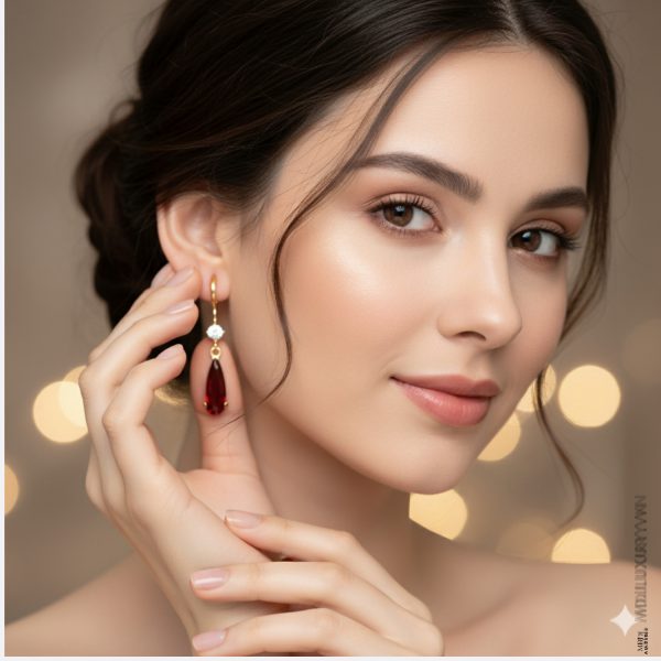 Hoa Tai Nữ Cao Cấp Đá Ruby BTNU16