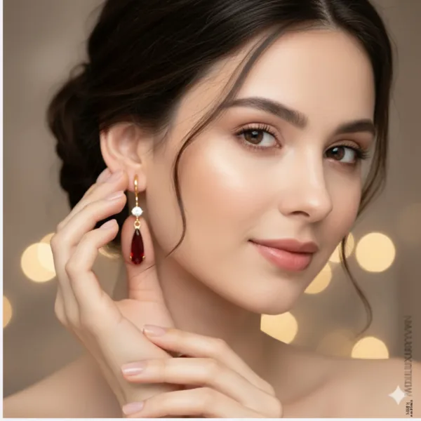 Hoa Tai Nữ Cao Cấp Đá Ruby BTNU16