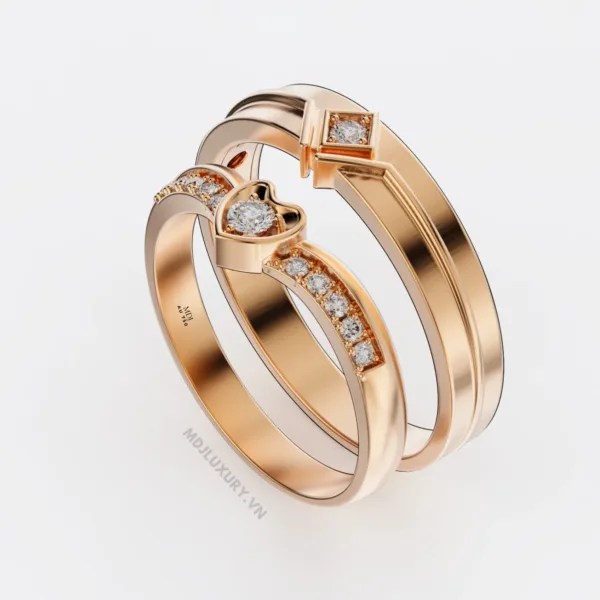 Nhẫn Cưới Kim Cương Vàng Tây Cao Cấp NKC 05