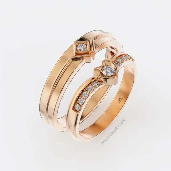 Nhẫn Cưới Kim Cương Vàng Tây Cao Cấp NKC 05