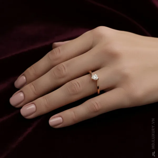 Nhẫn Cầu Hôn Trái tim vàng tây 18K NNU264KC