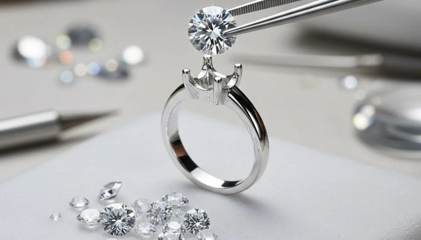 thay đá moissanite cho nhẫn Hà Nội